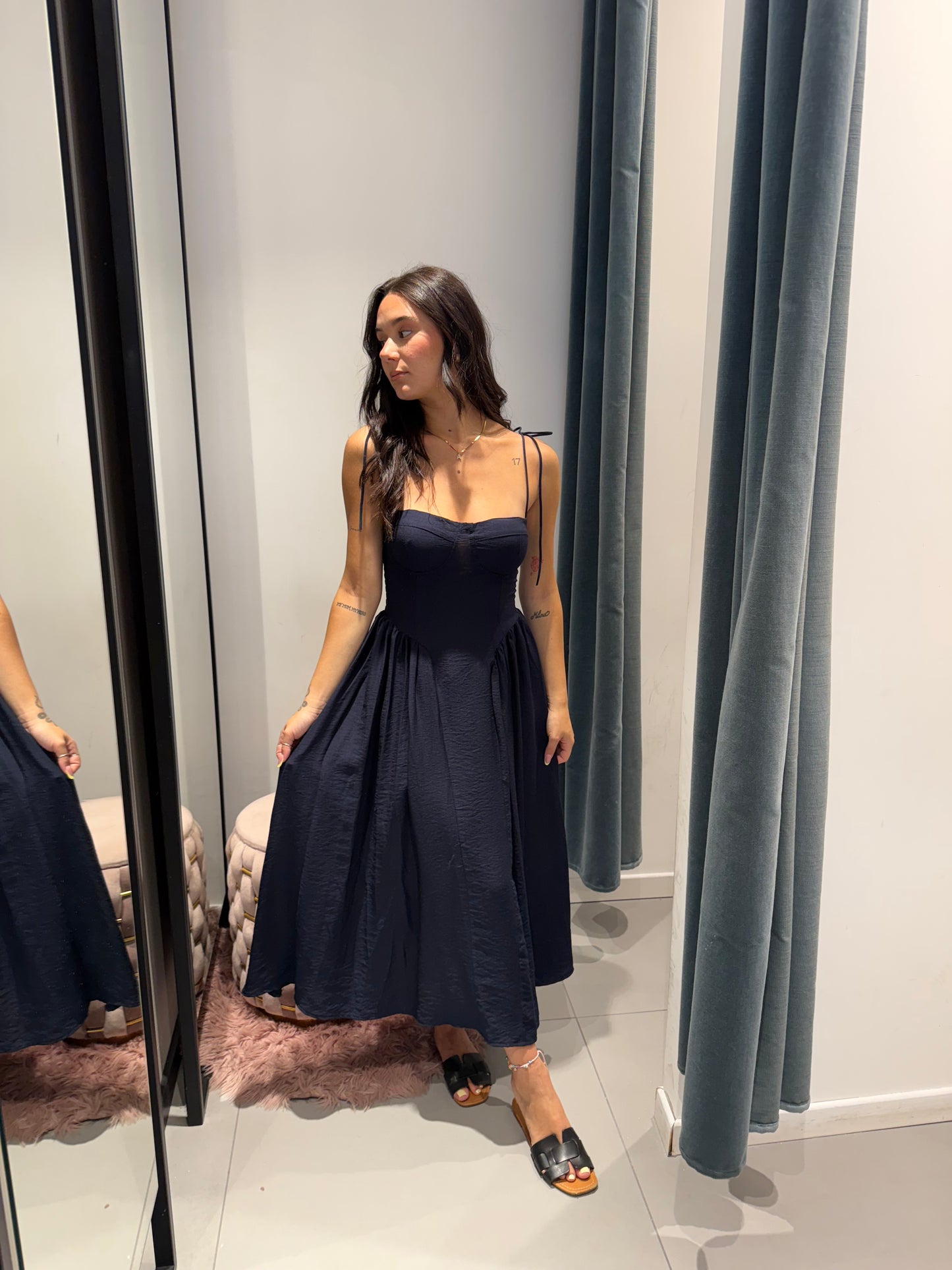 cor01 long dress laccio spalla