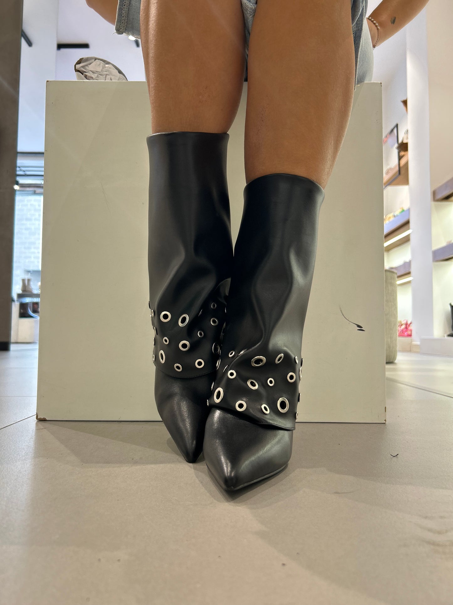 gold stivaletto pelle applicazioni