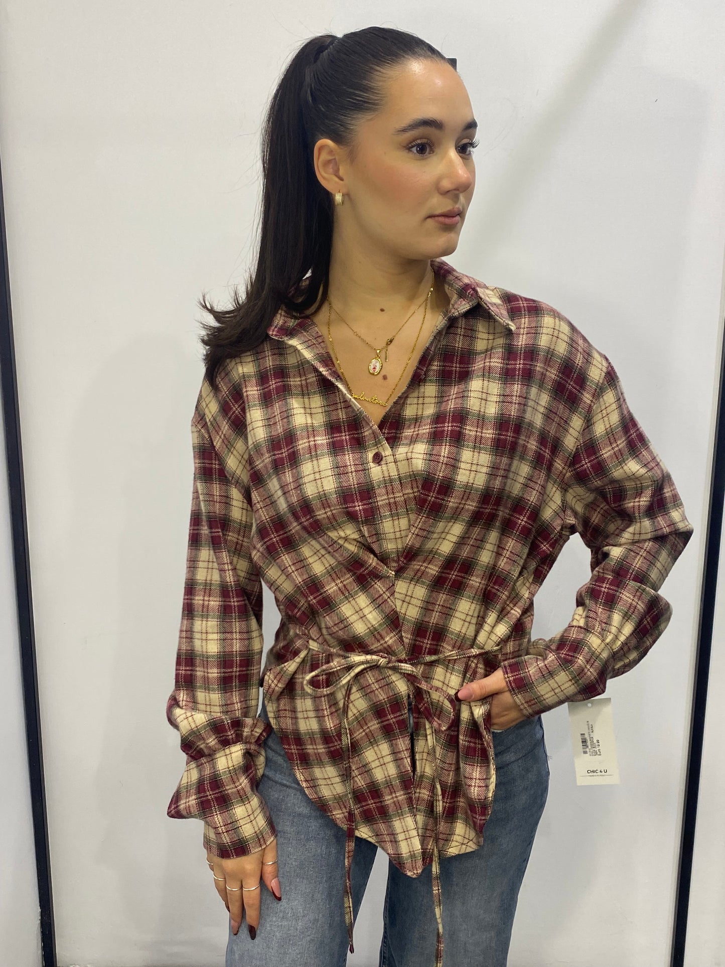 chic camicia avvitata laccio retro