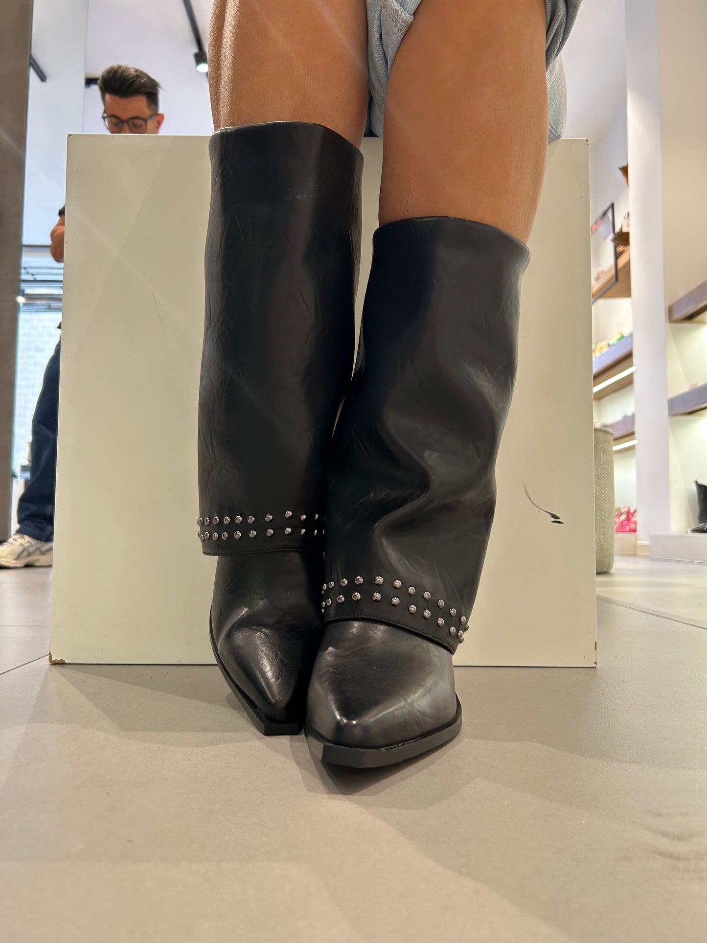 exe' stivale zip retro borchie