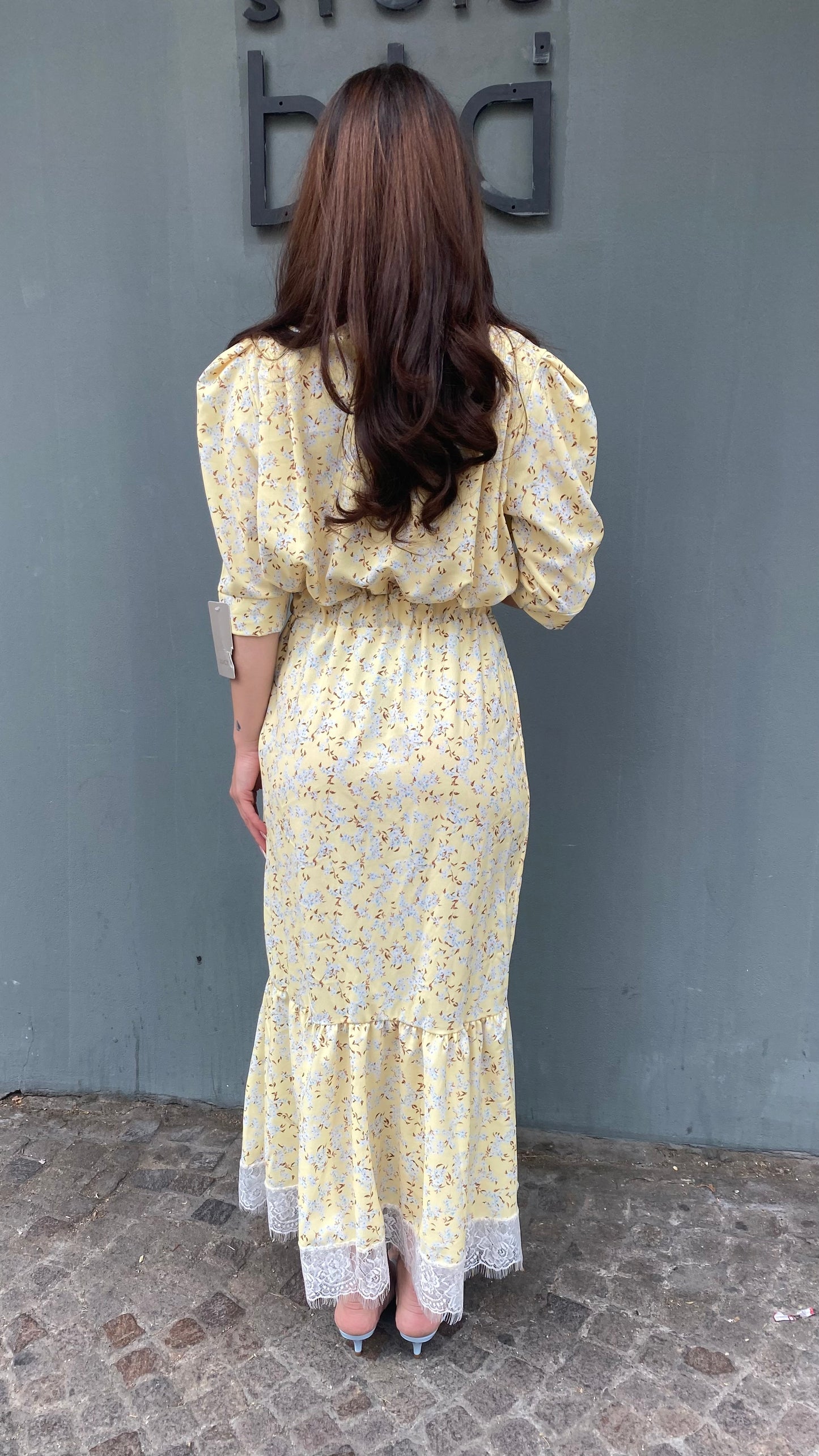 victor long dress bottoni floreale