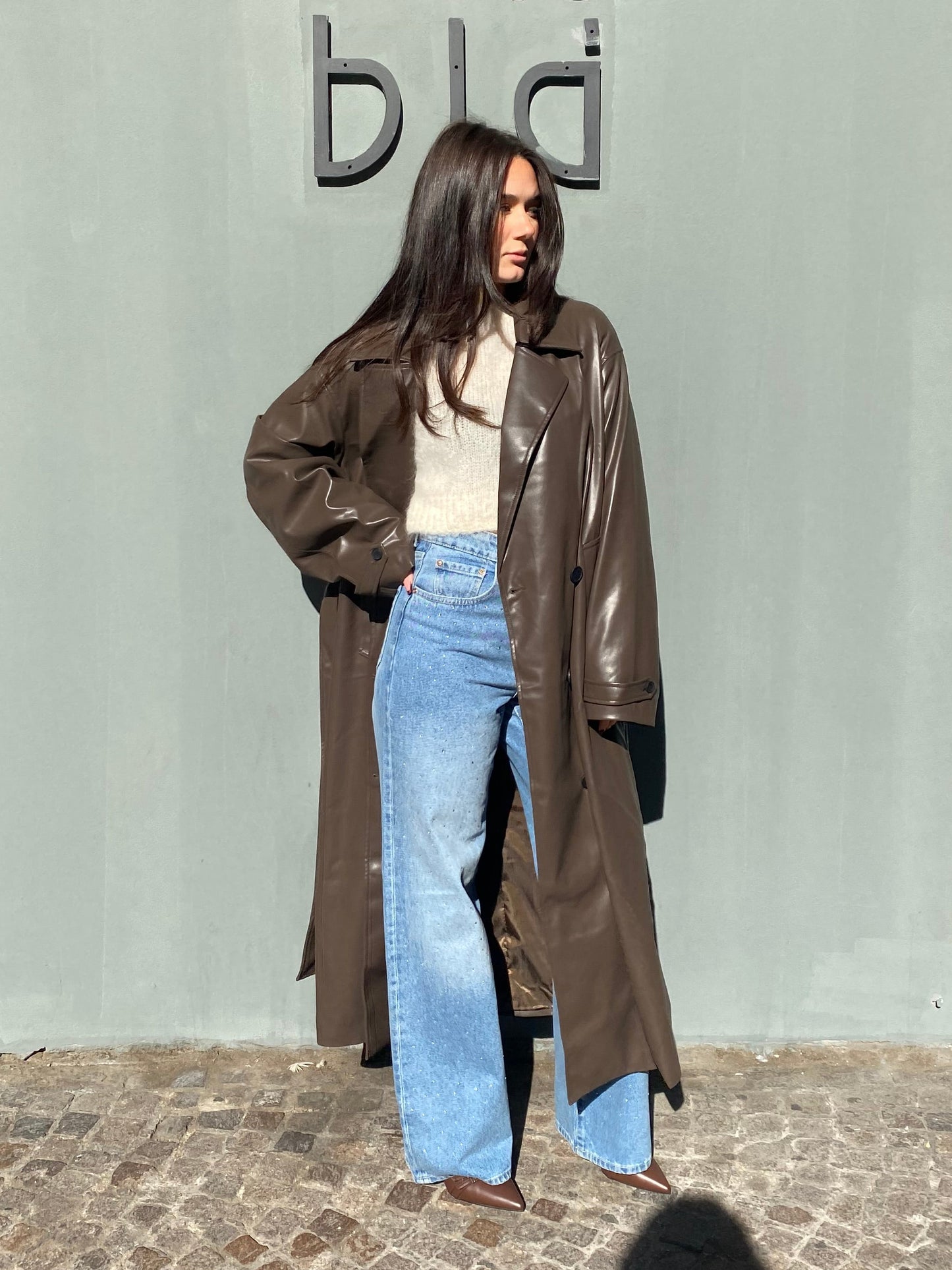 glamorous trench over ecopelle