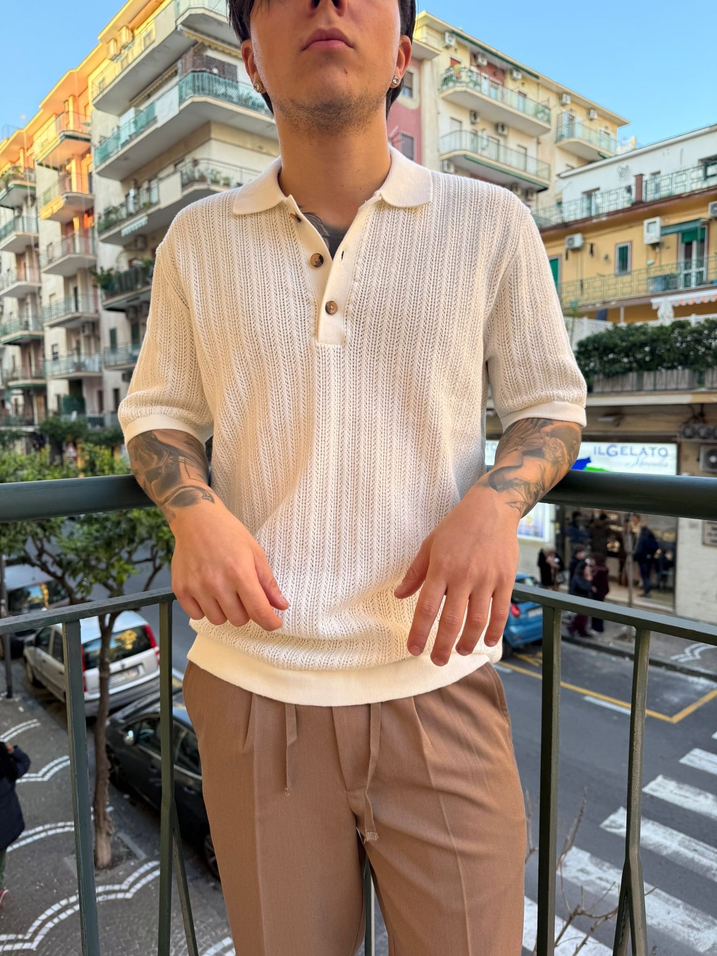 only & sons polo filo traforata