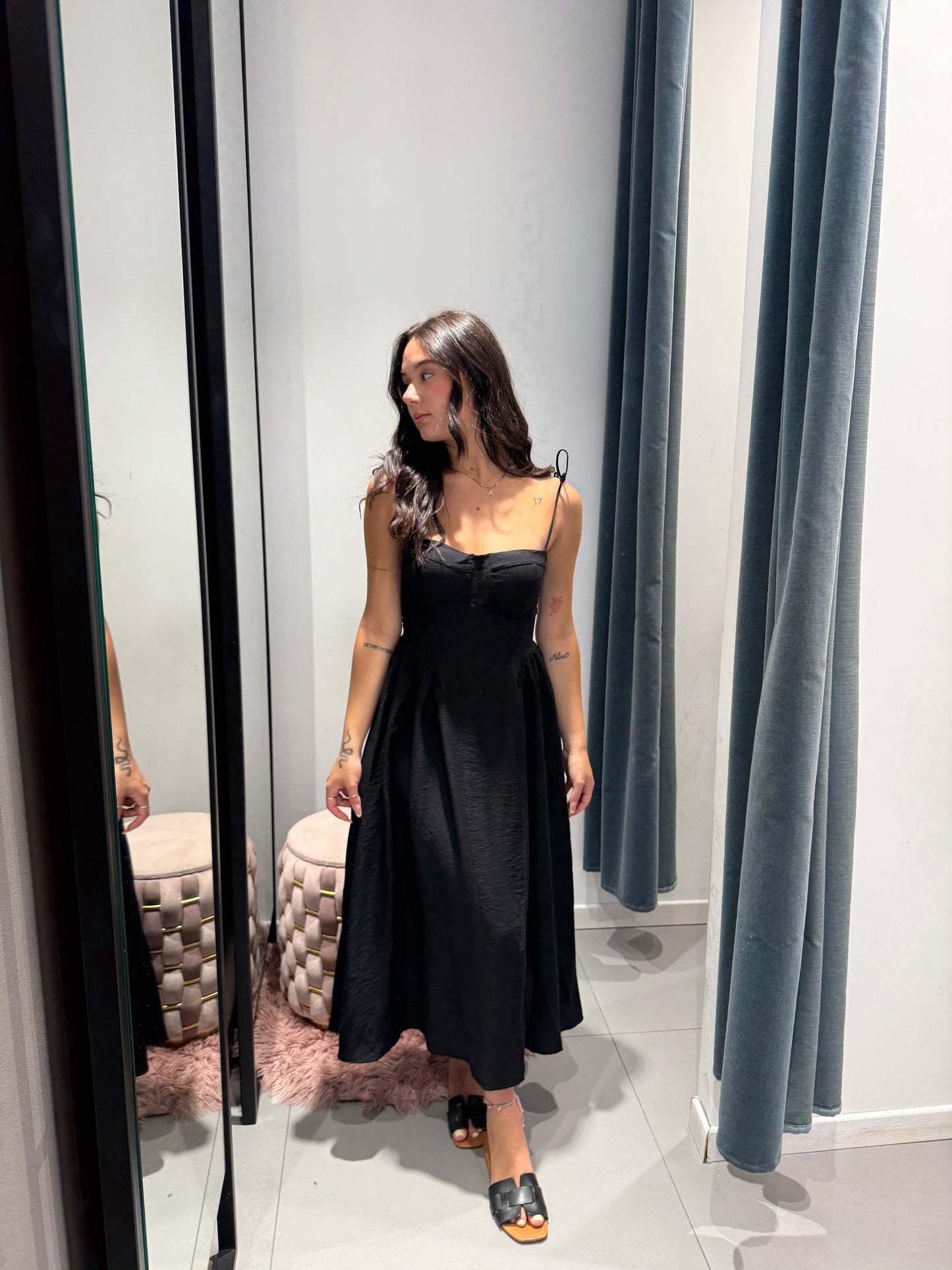 cor01 long dress laccio spalla