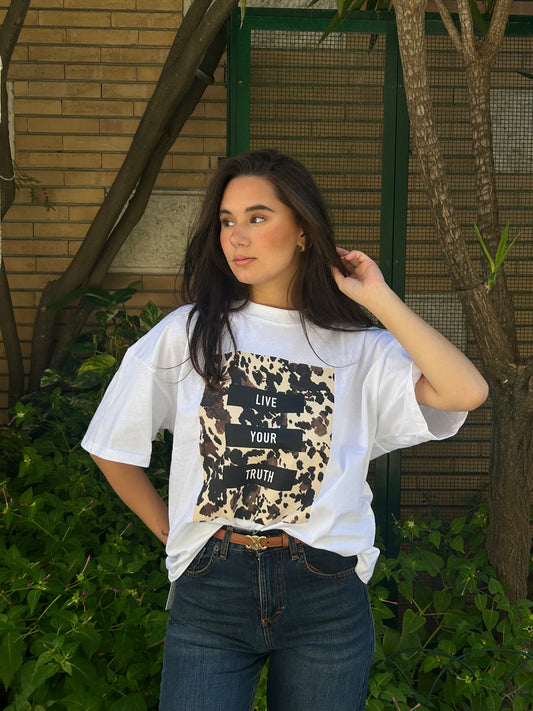 only tshirt stampa e scritta animalier