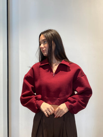 victor felpa crop polo zip