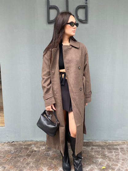 only cappotto spigato cintura