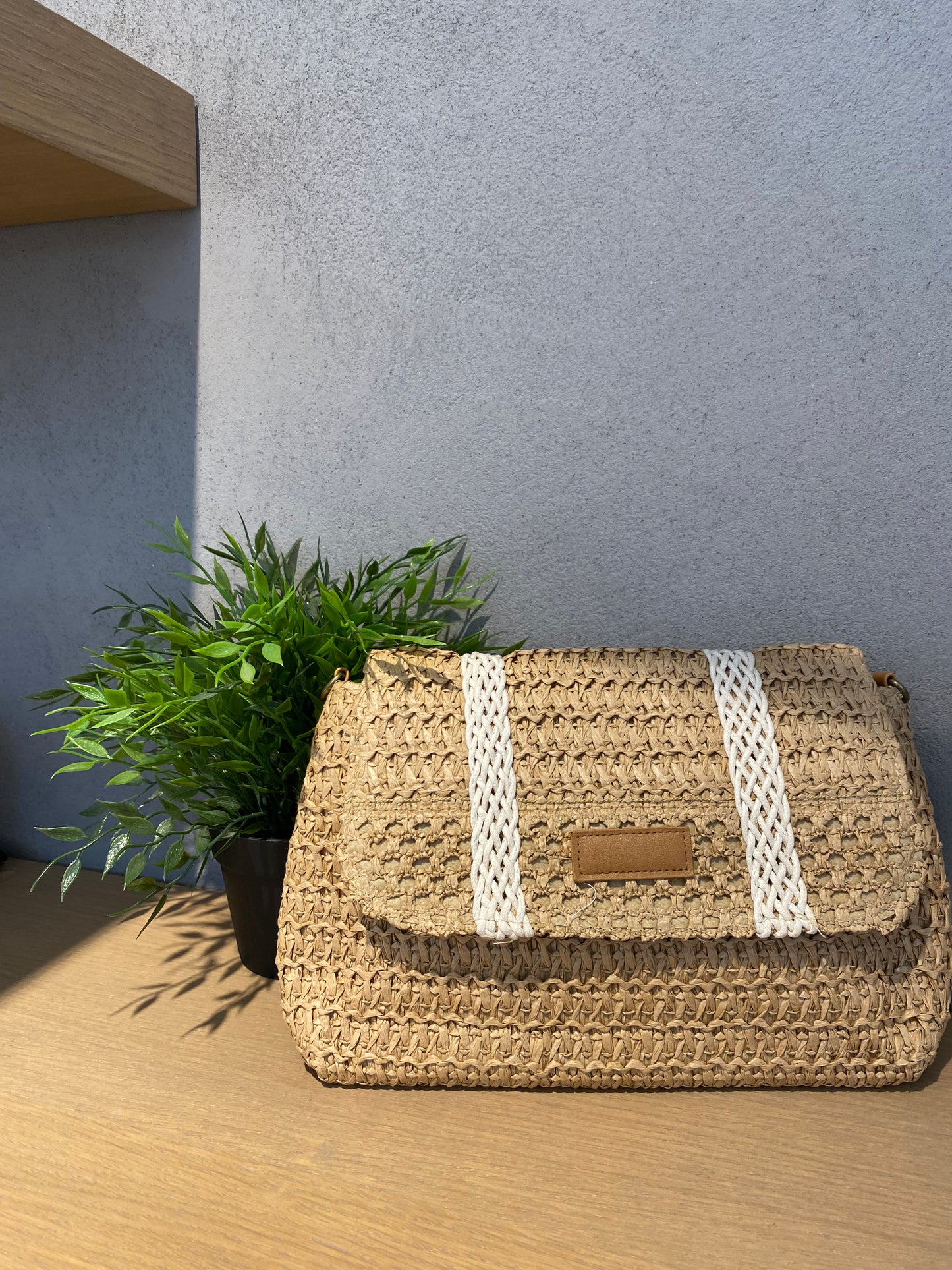 sara borsa raffia bicolor