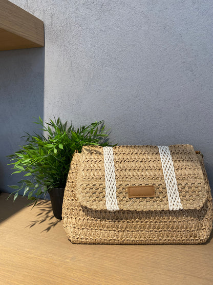 sara borsa raffia bicolor