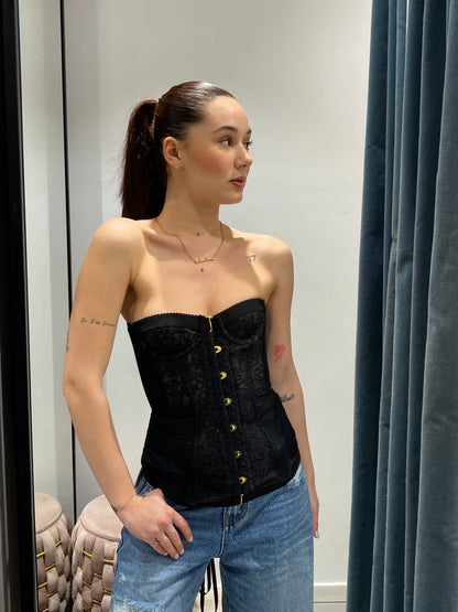 glitter corsetto pizzo stringhe