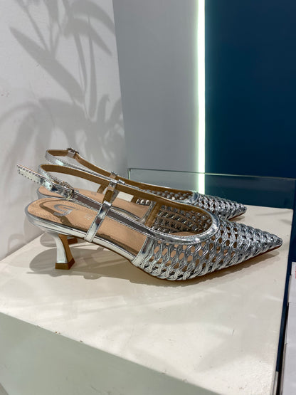 gold sling back rete intrecciata