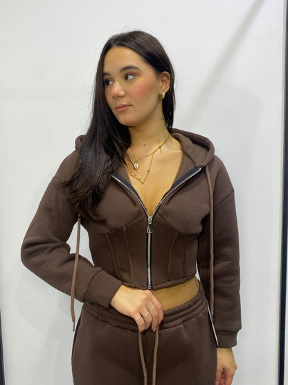 chic felpa zip bustier