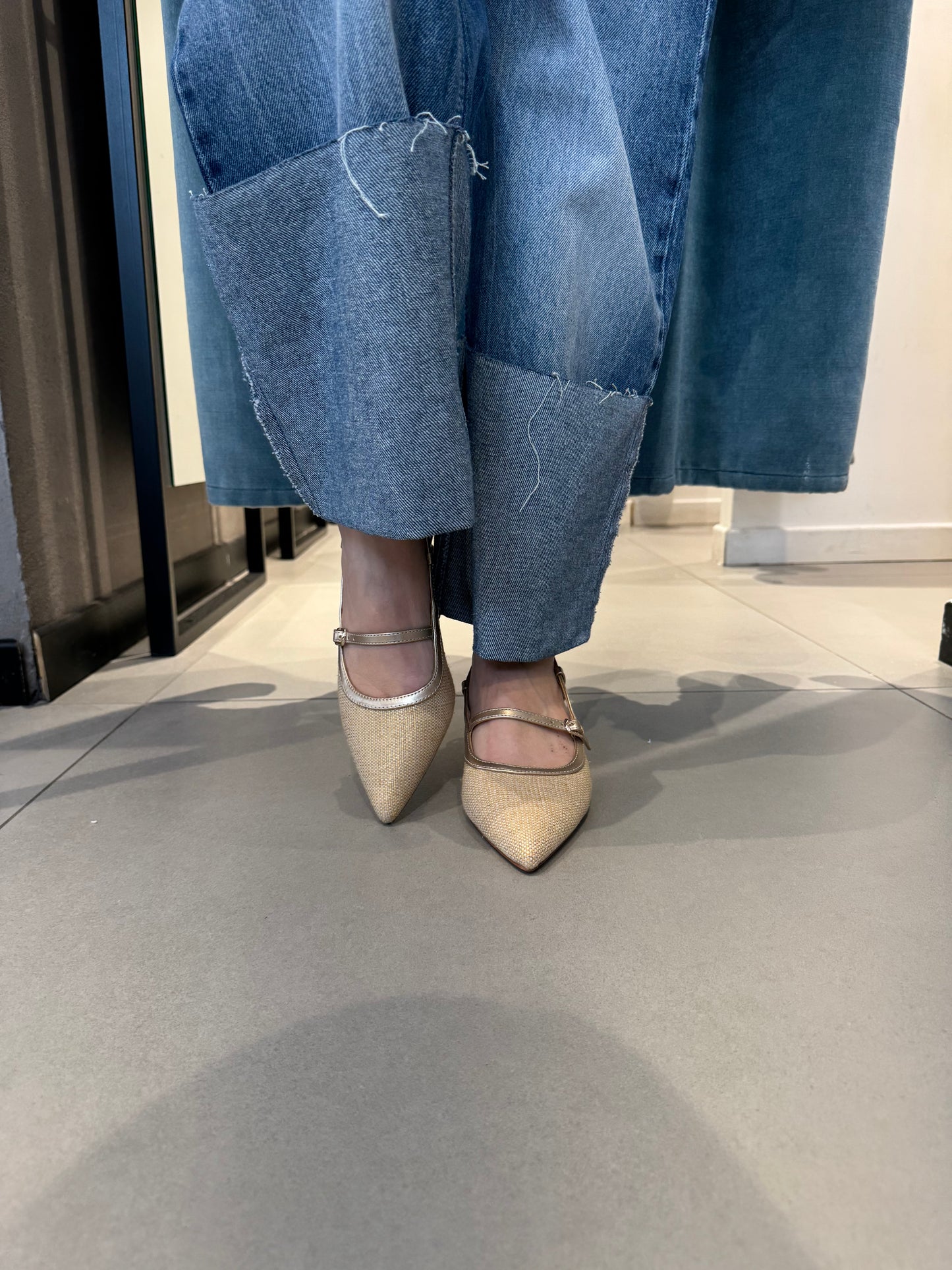gold sling back tess laminato