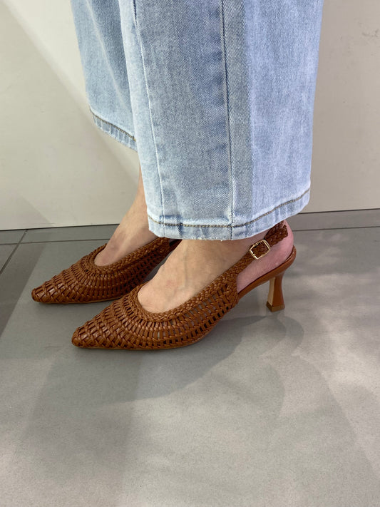 gold sling back tacco alto traforata