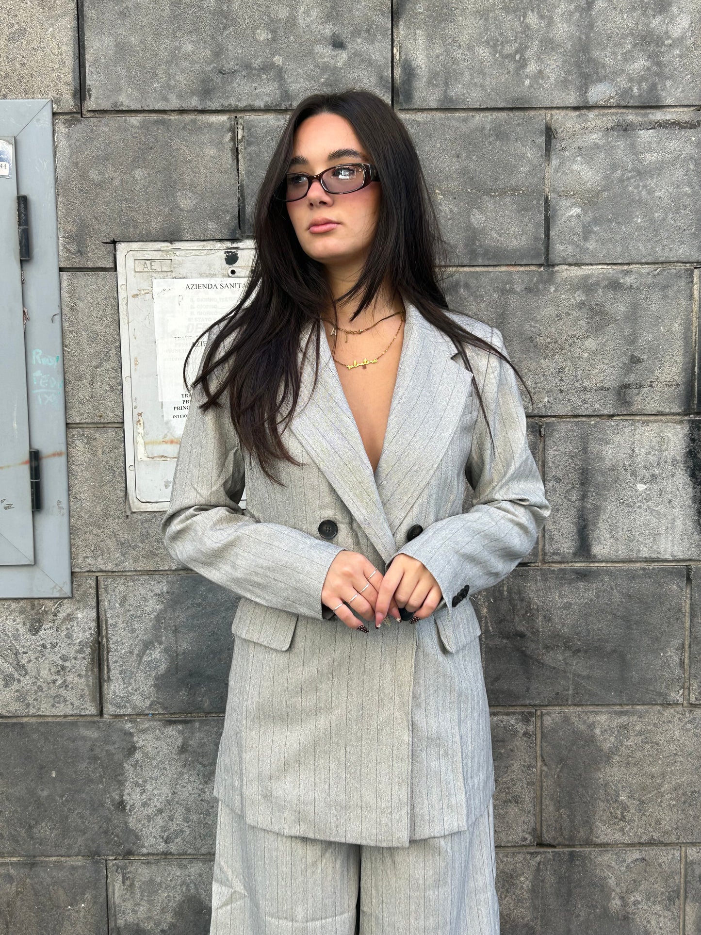 glamorous blazer doppio petto gessato