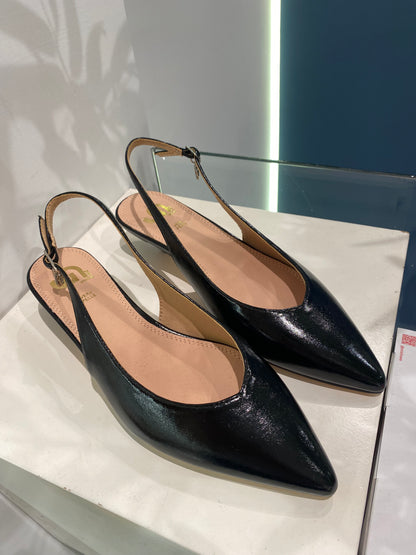 gold sling back tacco basso