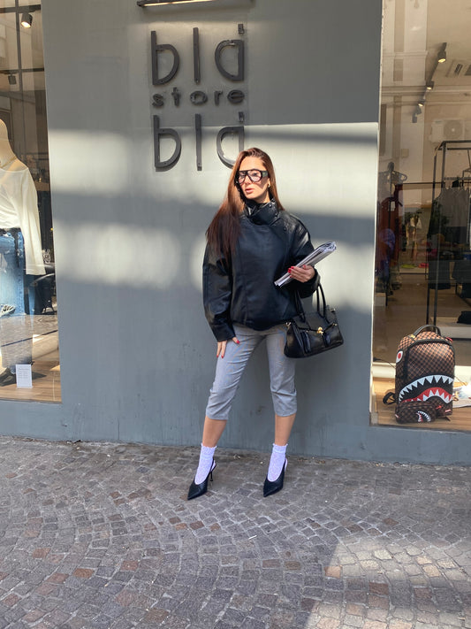 laura bomber ecopelle collo