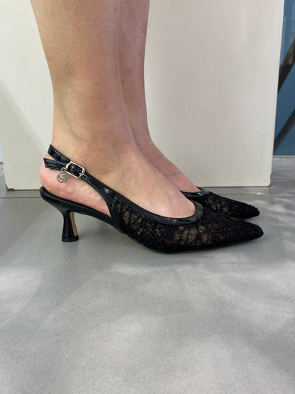 gold sling back in pizzo