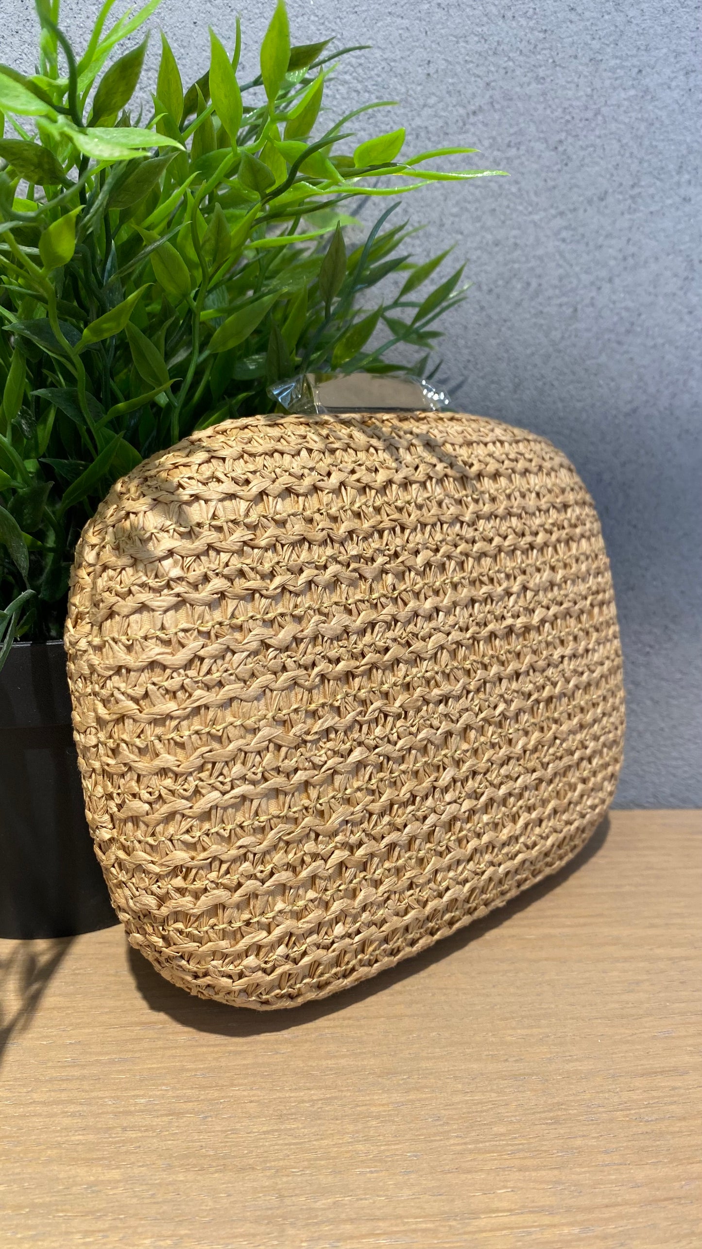 sara pochette raffia strass