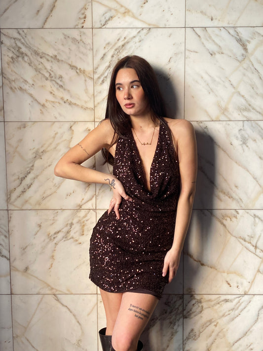 victor mini dress paillette scollo