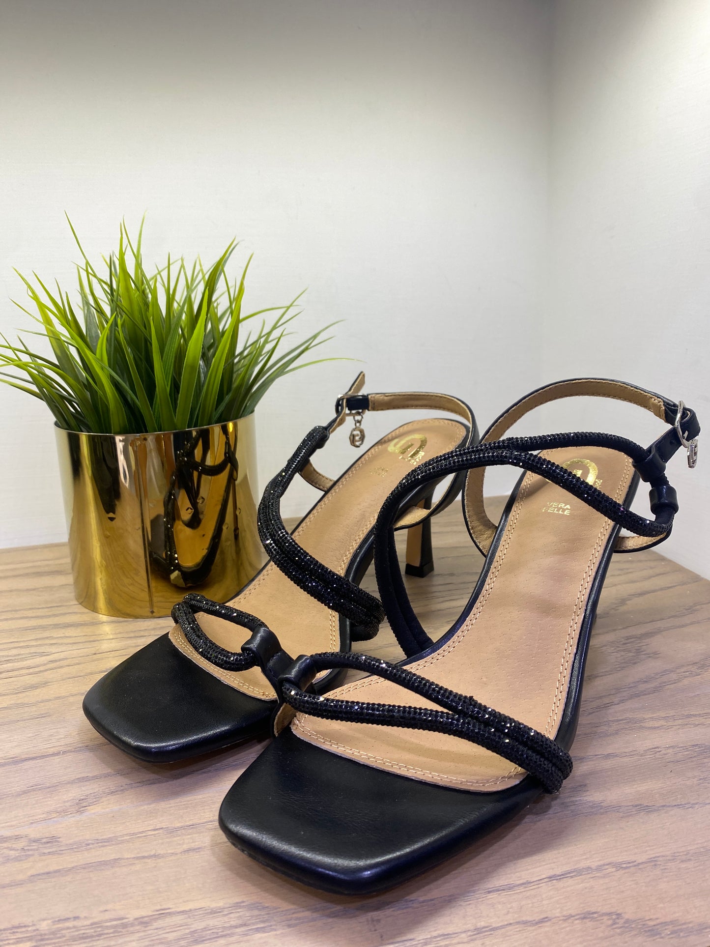 gold sandalo fascia strass trasversale