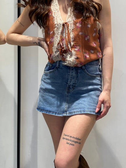 luna mini short denim