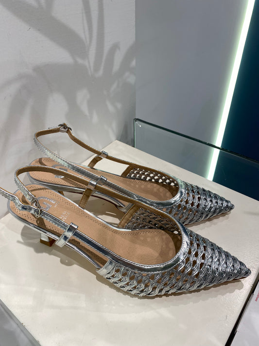 gold sling back rete intrecciata