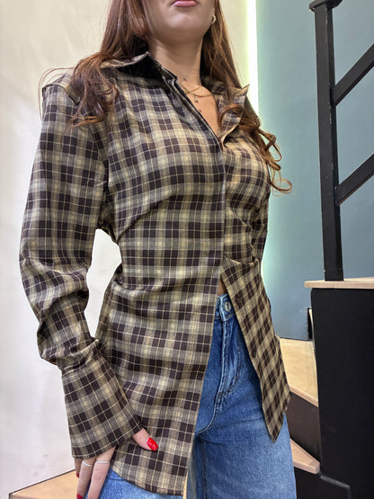 monique camicia quadri laccio
