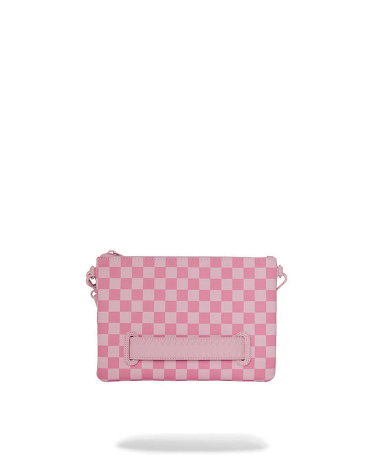 sprayground pink sip patch crossover clutch