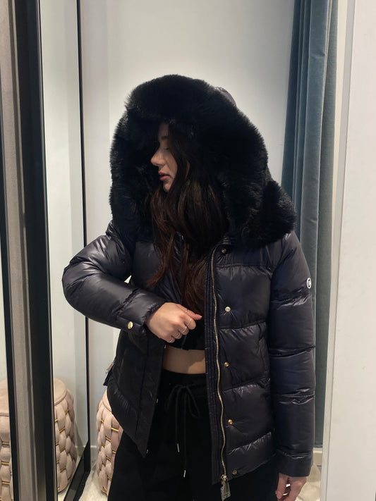 egg piumino cappuccio pelliccia