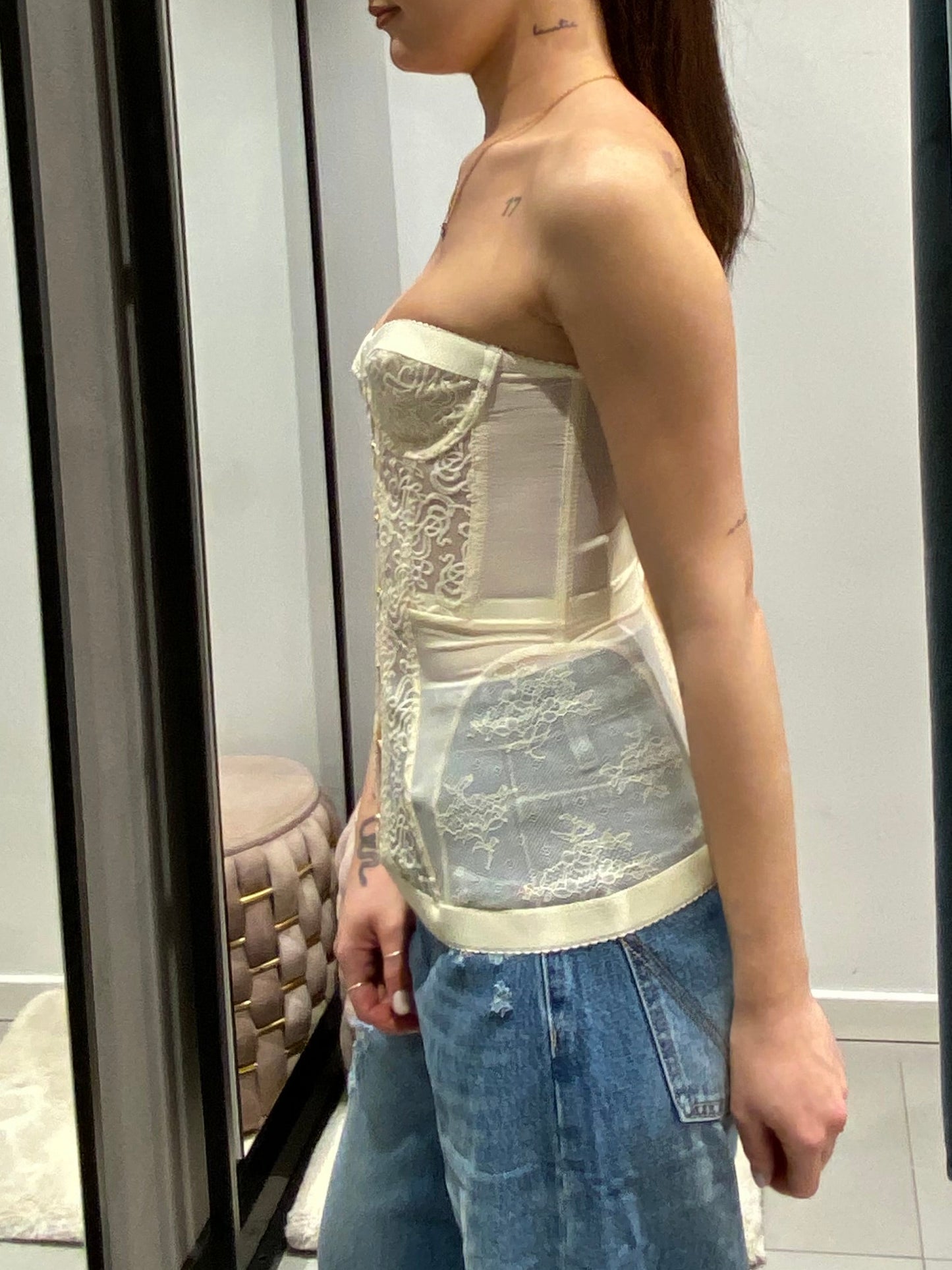glitter corsetto pizzo stringhe