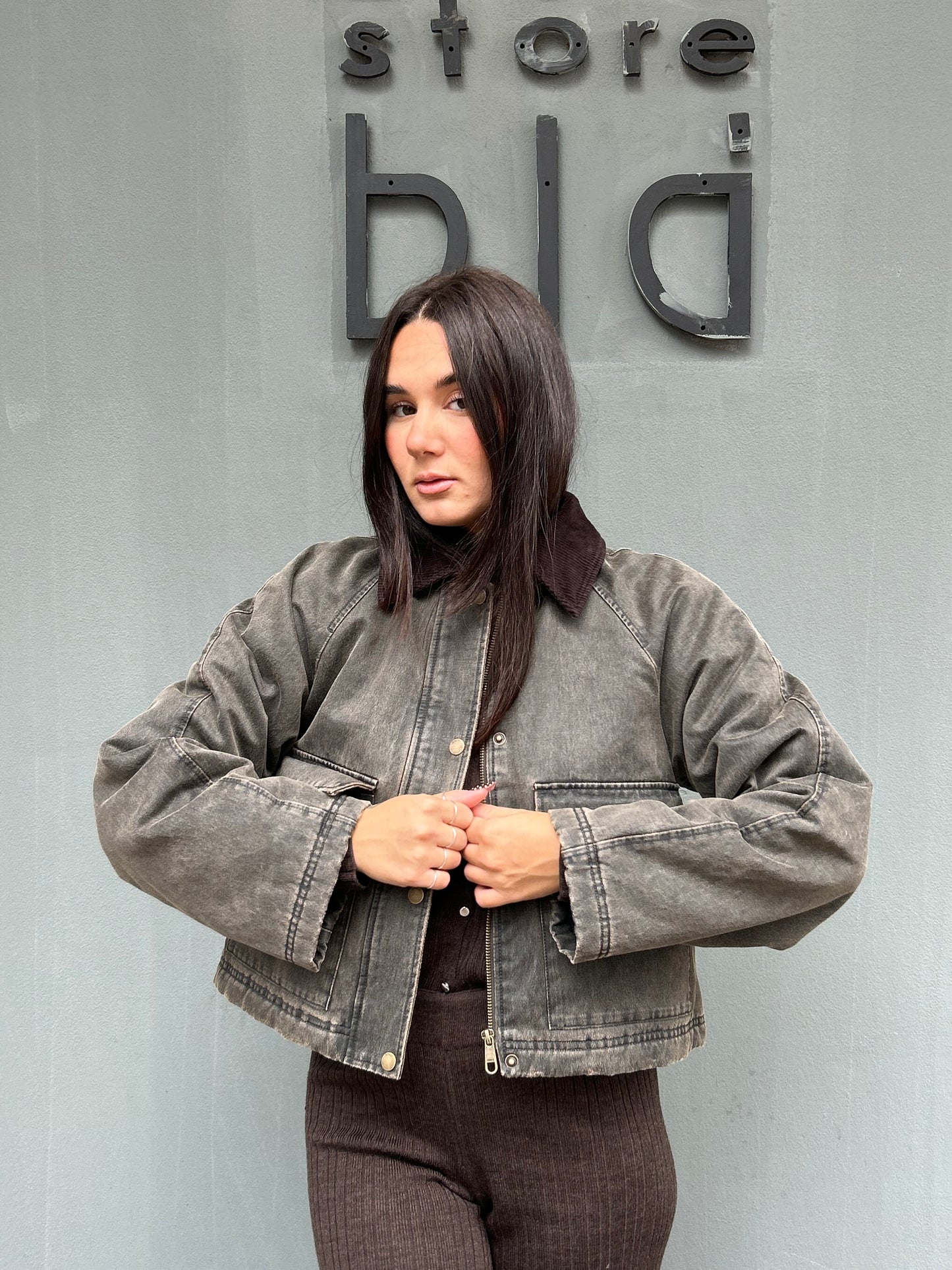 only jacket colletto vellutto crop