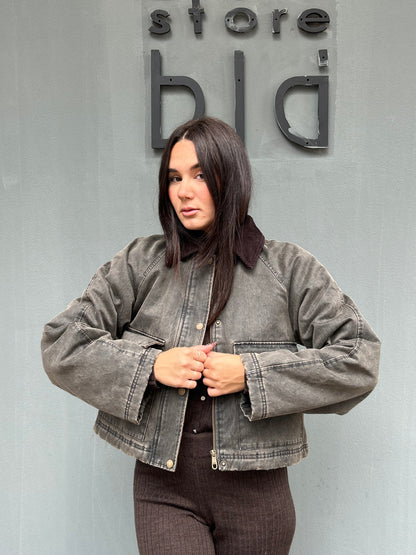 only jacket colletto vellutto crop