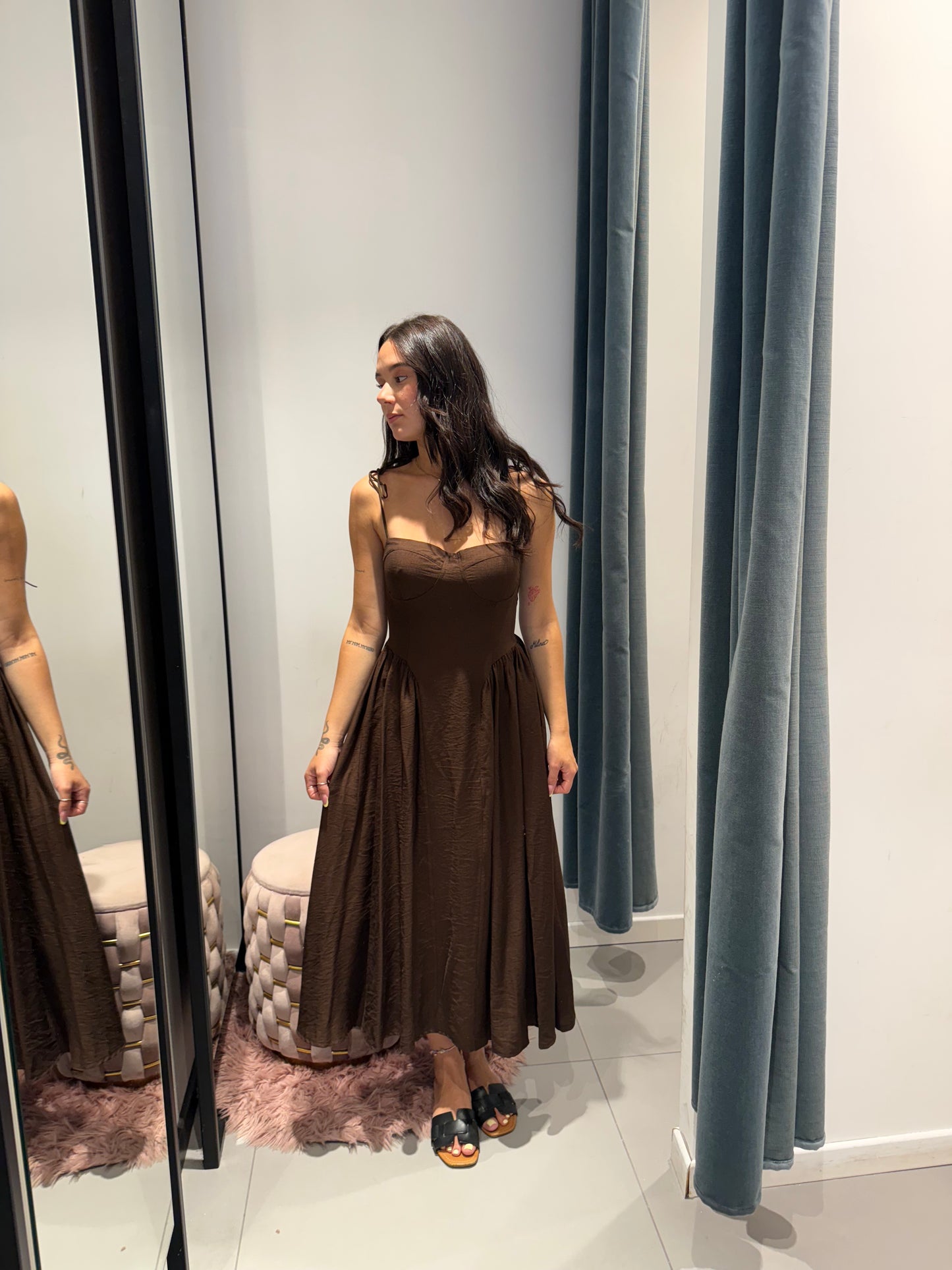 cor01 long dress laccio spalla