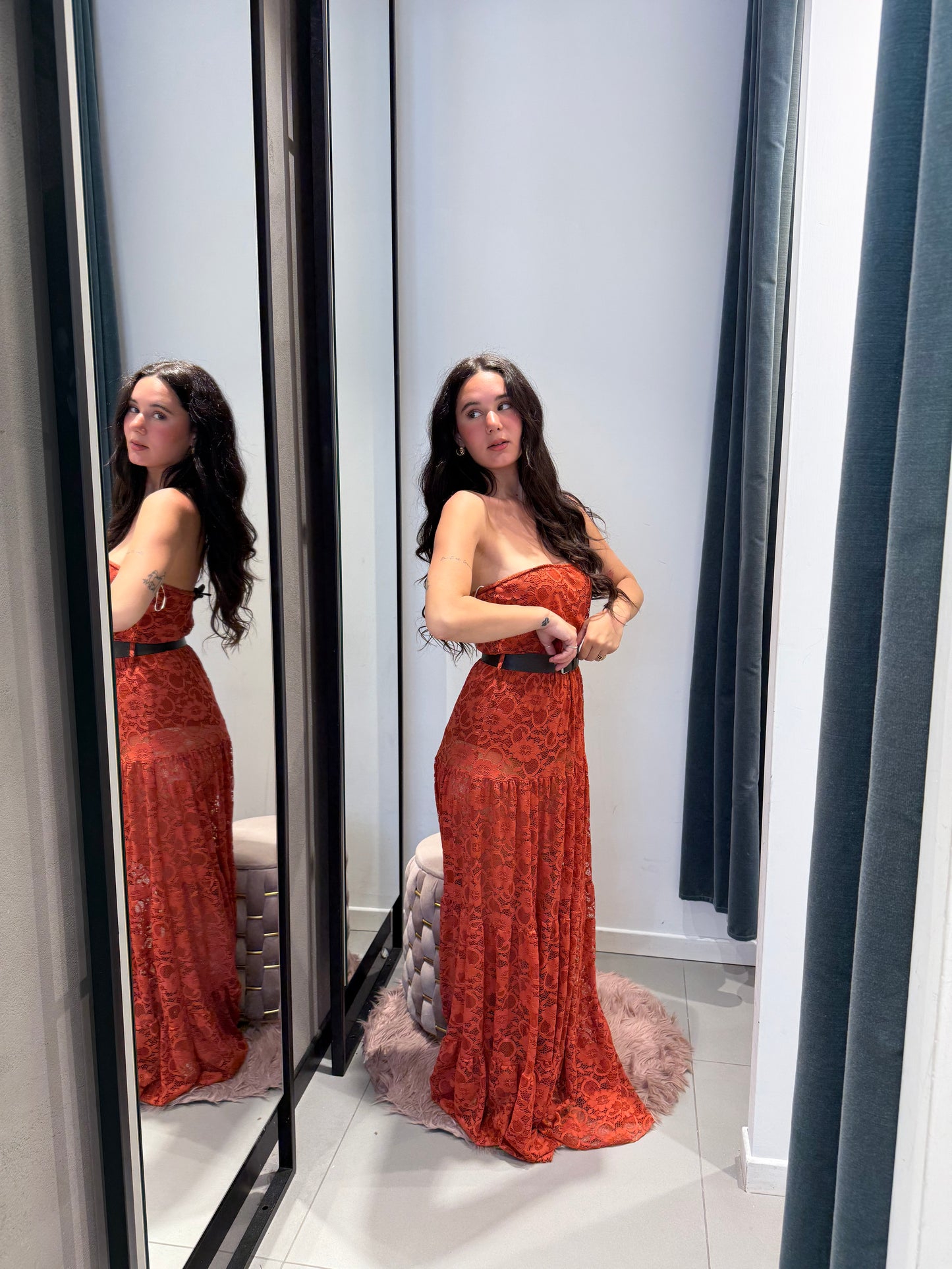 lumina long dress pizzo