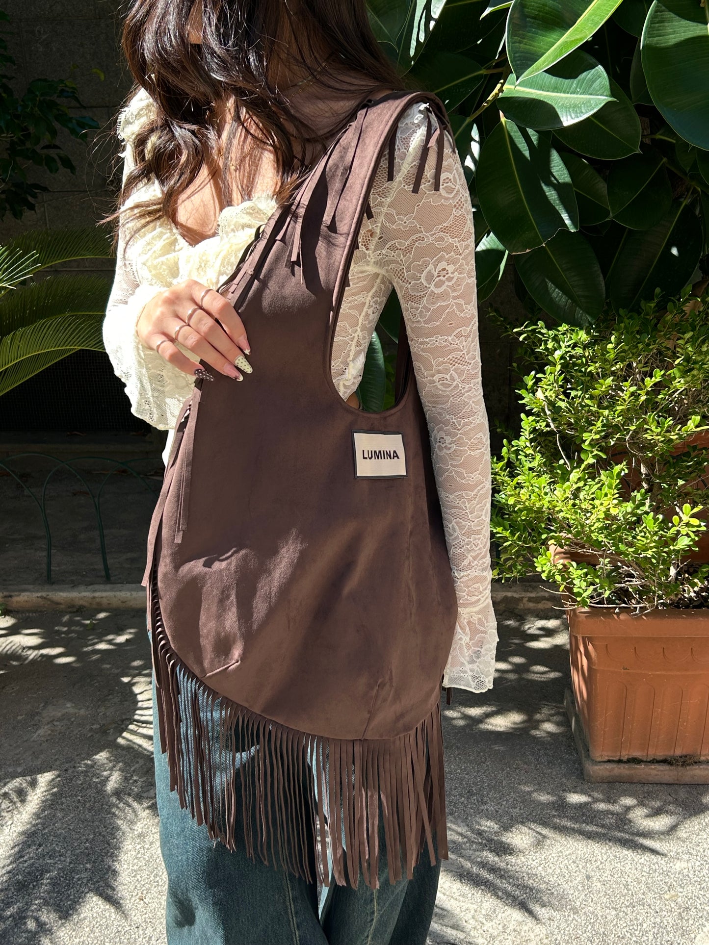 lumina borsa sacco frange