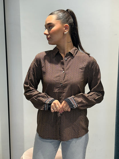 only camicia fantasy polsino contrasto