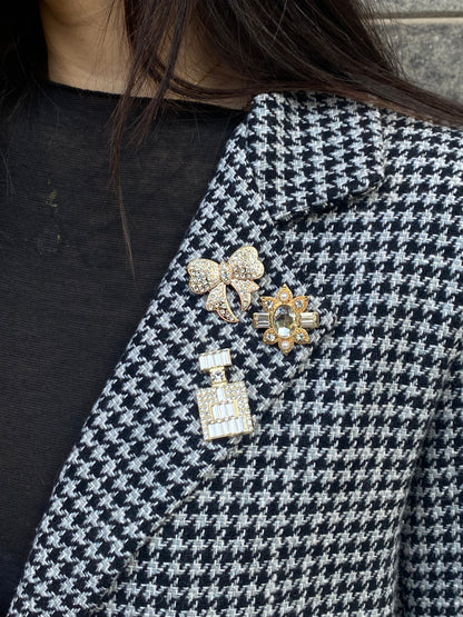 glitter giacca check spille