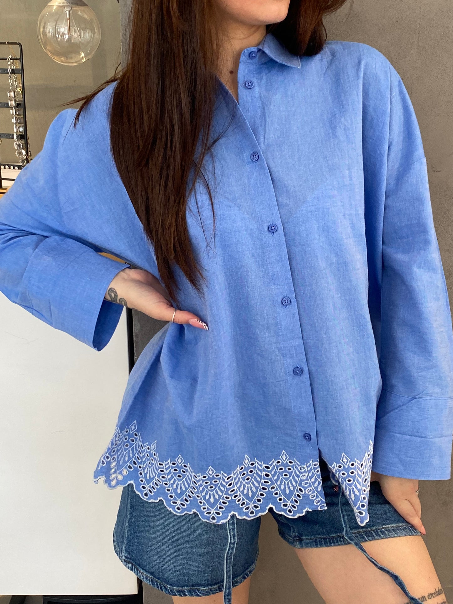 only camicia bordo sangallo