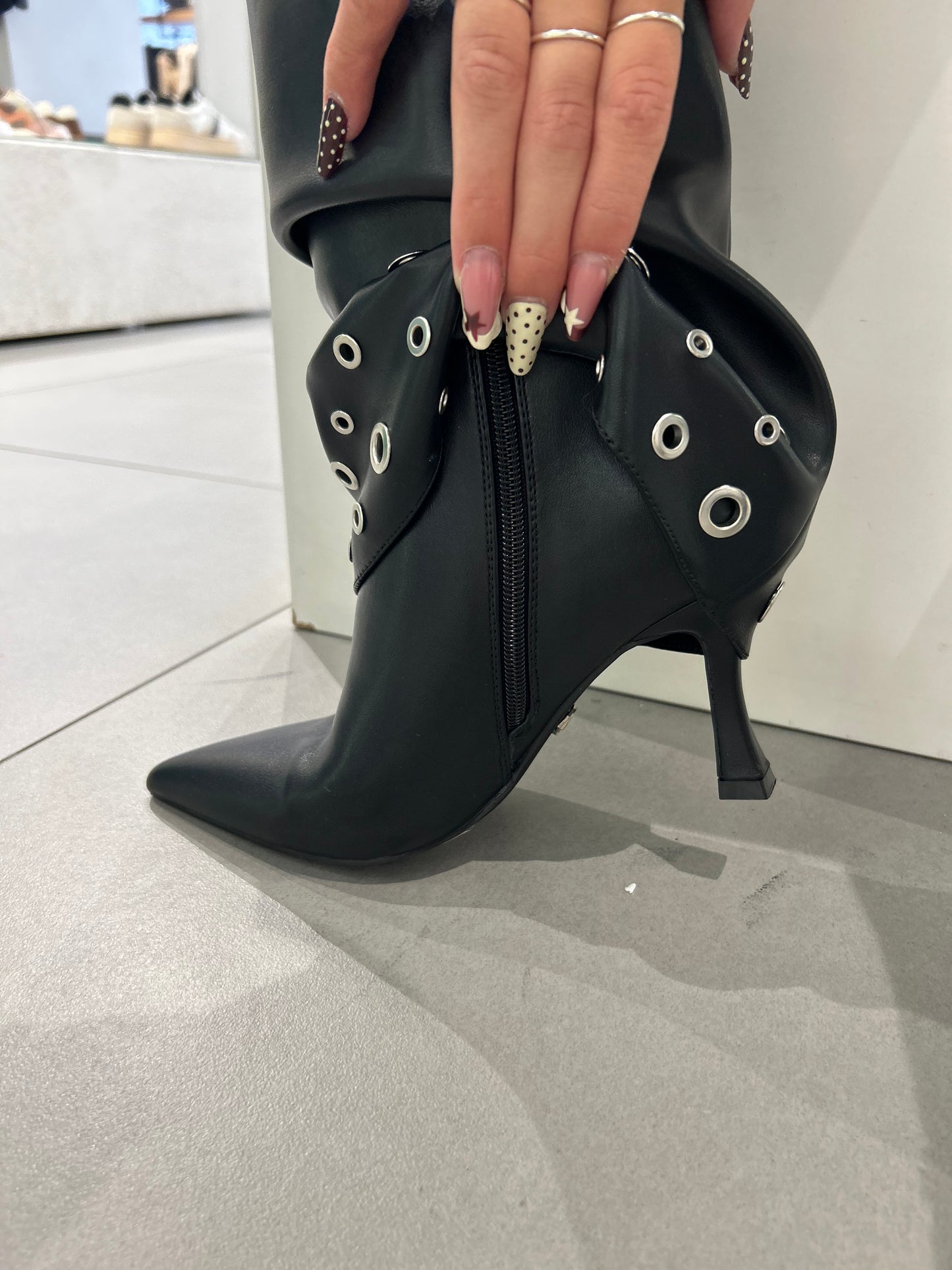 gold stivaletto pelle applicazioni