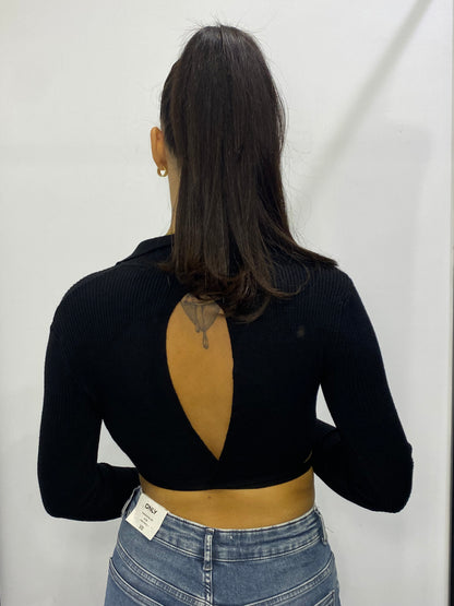 chic polo crop laccio