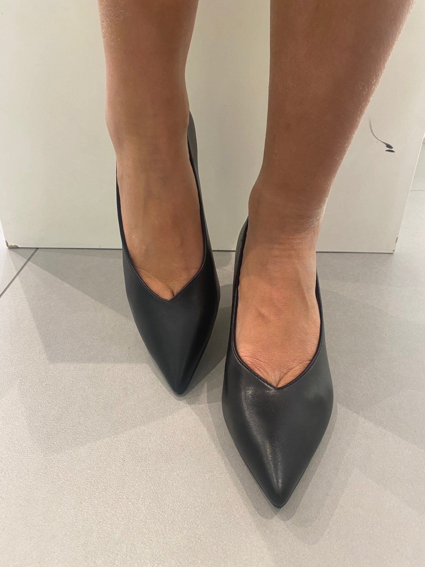 gold decollete basso in pelle