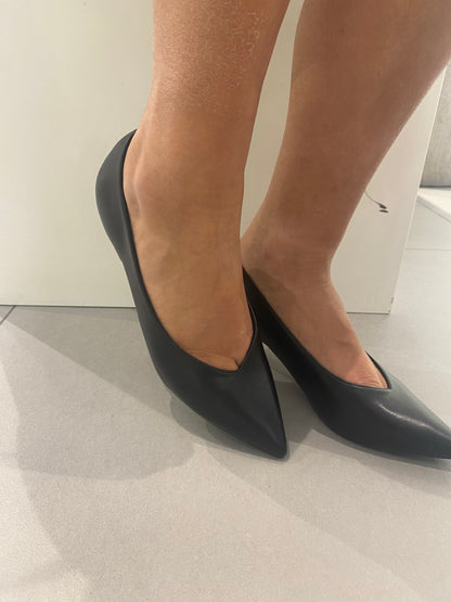 gold decollete basso in pelle