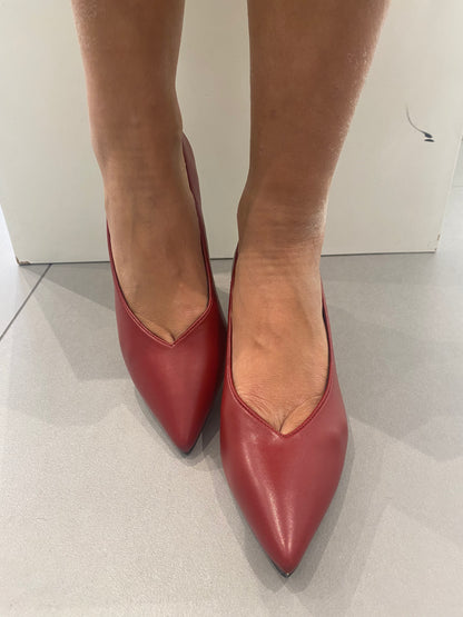 gold decollete basso in pelle