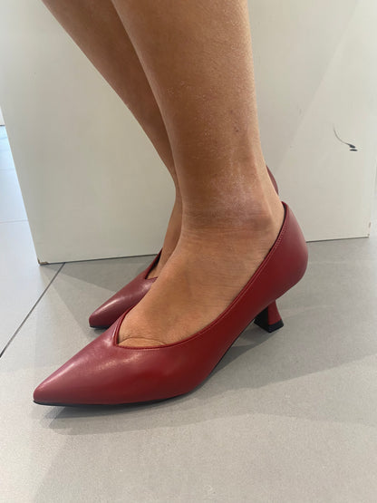 gold decollete basso in pelle