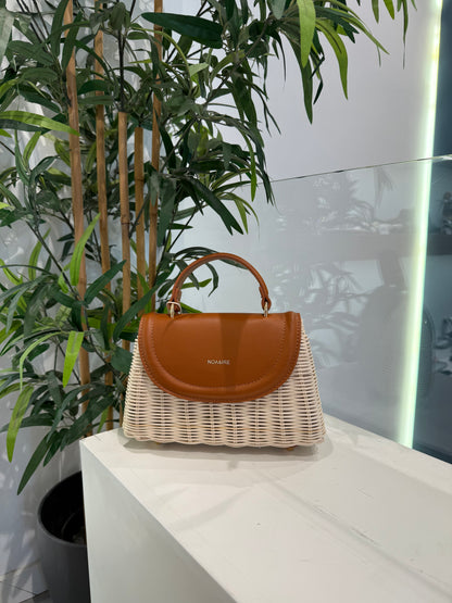irene borsa rafia dettaglio in pelle