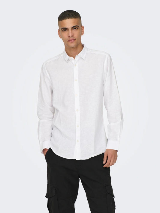 only & sons camicia lino francese